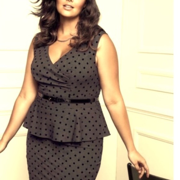 torrid Dresses & Skirts - Torrid Retro Gray Black Polka Dots Peplum Dress 24